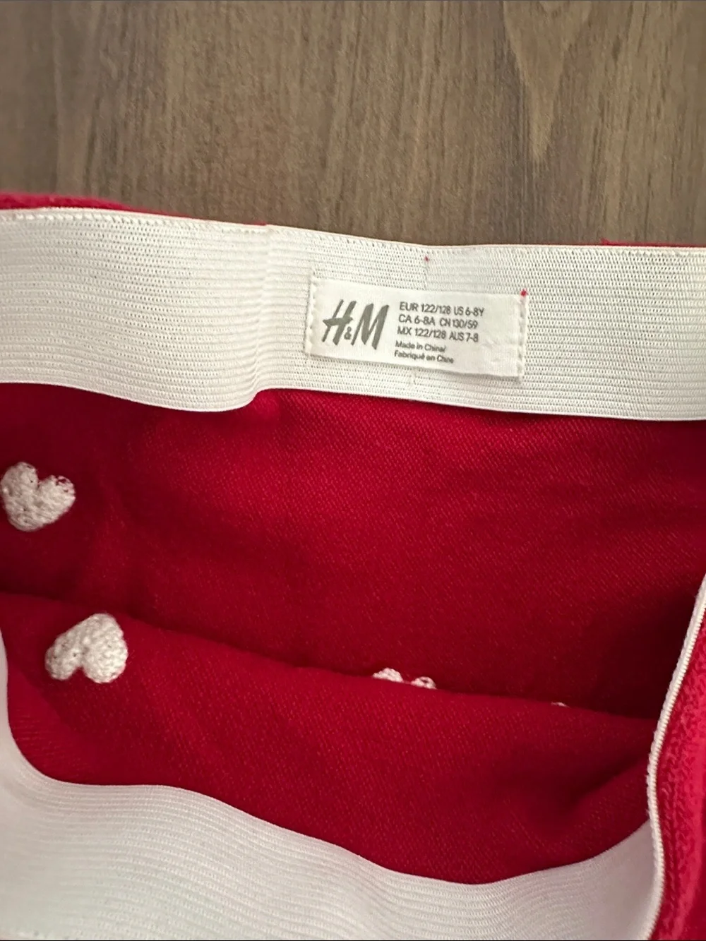 H&M Red Skater Skirt with White Heart Accents size 6-8 yrs